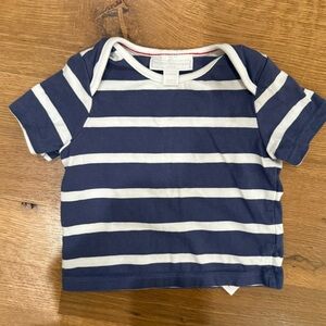 THE LITTLE WHITE COMPANY Navy and White Striped Kids Shirt